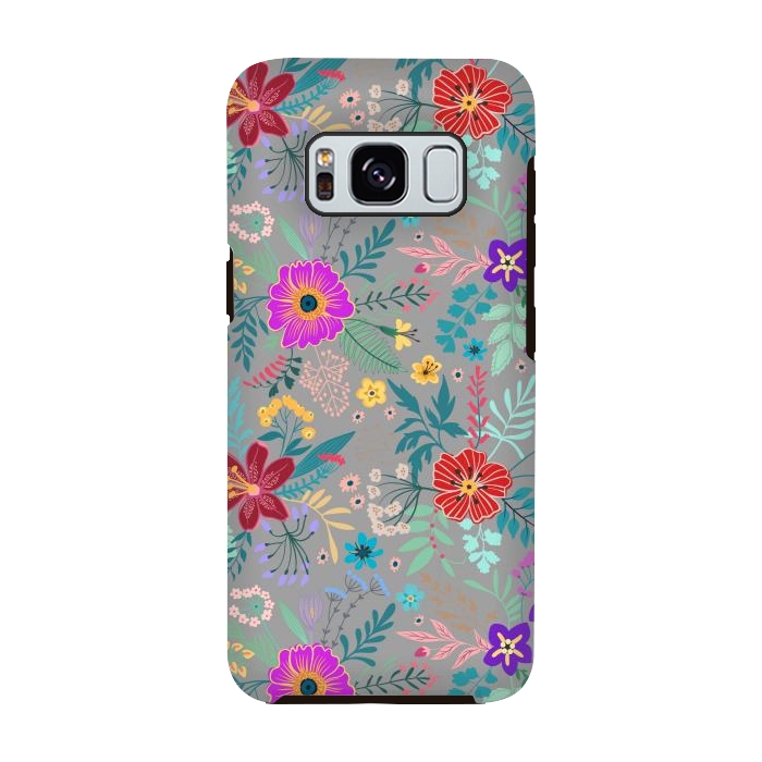 Galaxy S8 StrongFit flower patterns on gray background by ArtsCase
