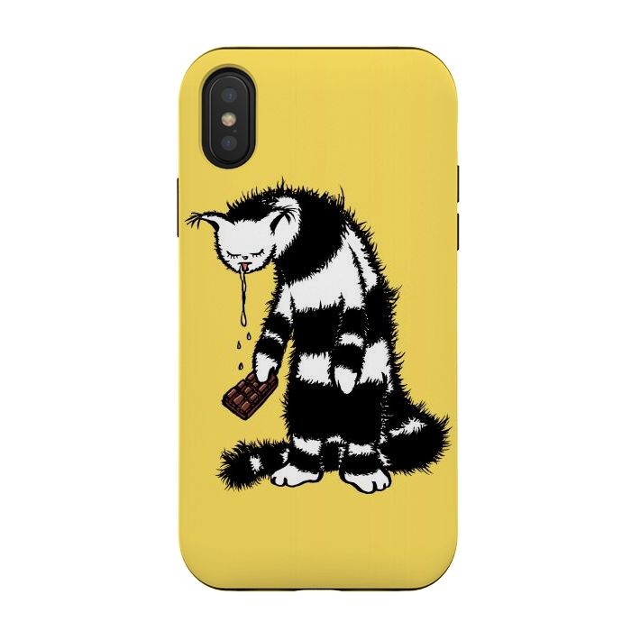 iPhone Xs / X StrongFit Weird Cat Creature Funny Chocolate Lover  by Boriana Giormova