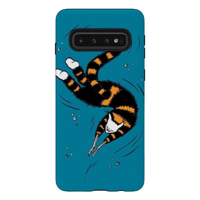 Galaxy S10 StrongFit Funny Cat Creature With Skeleton Hands Swimming by Boriana Giormova