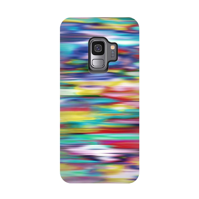 Galaxy S9 StrongFit Ikat Blurred Stripes Multicolor by Ninola Design