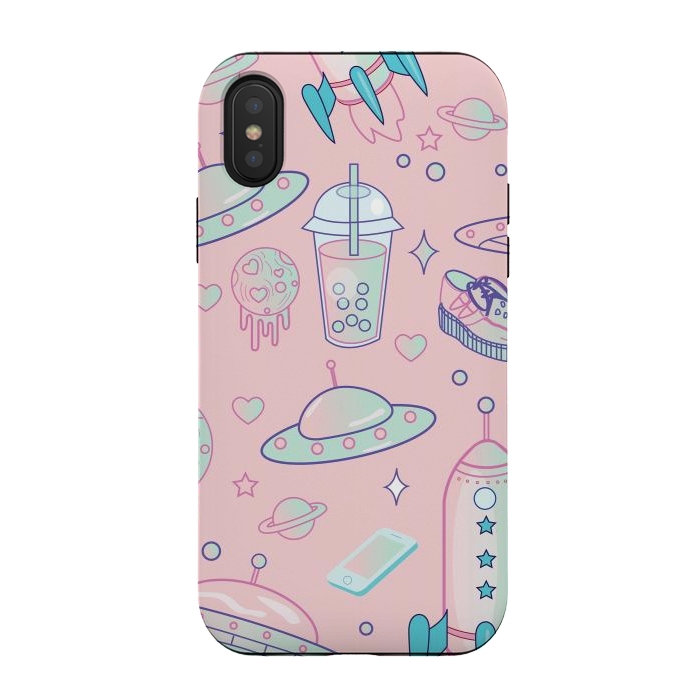 iPhone Xs / X StrongFit Galaxy space babe pastel goth kawaii pattern by Luna Elizabeth Art