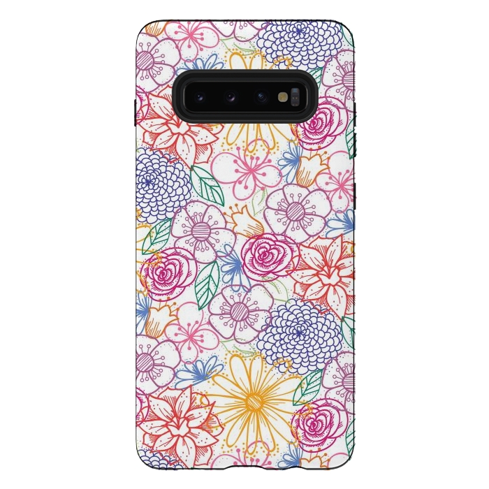 Galaxy S10 plus StrongFit Summer Bright Floral by TracyLucy Designs