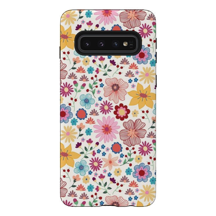 Galaxy S10 StrongFit Springtime Wild Bloom by TracyLucy Designs