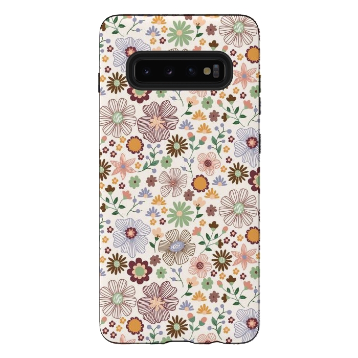 Galaxy S10 plus StrongFit Autumn Wild Bloom by TracyLucy Designs