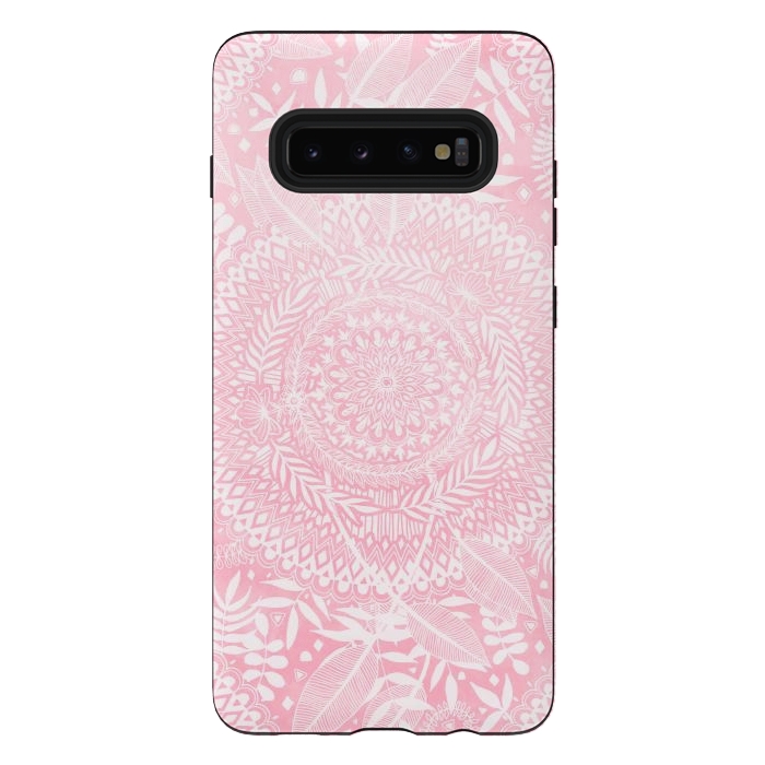 Galaxy S10 plus StrongFit Medallion Pattern in Blush Pink by Micklyn Le Feuvre