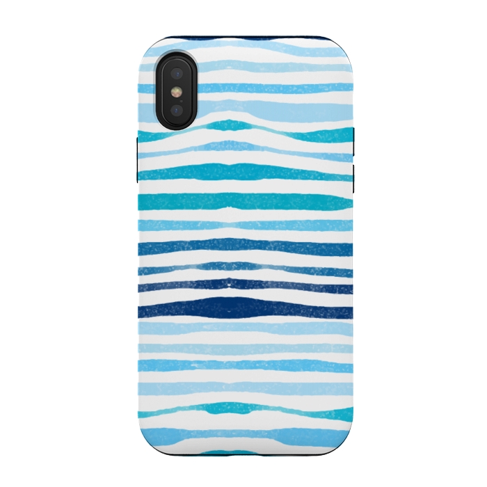 iPhone Xs / X StrongFit blue waves lines by MALLIKA