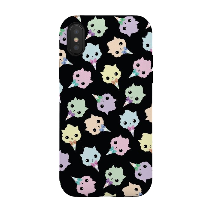 iPhone Xs / X StrongFit Cotton candy cat pattern by Laura Nagel