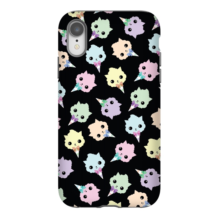 iPhone Xr StrongFit Cotton candy cat pattern by Laura Nagel