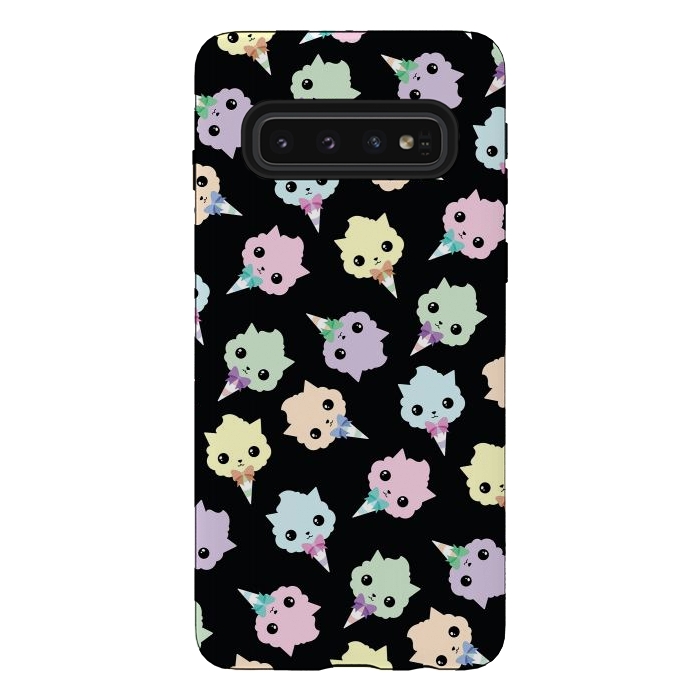 Galaxy S10 StrongFit Cotton candy cat pattern by Laura Nagel