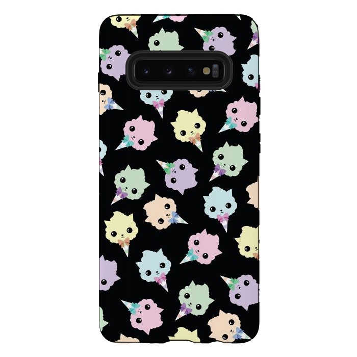 Galaxy S10 plus StrongFit Cotton candy cat pattern by Laura Nagel