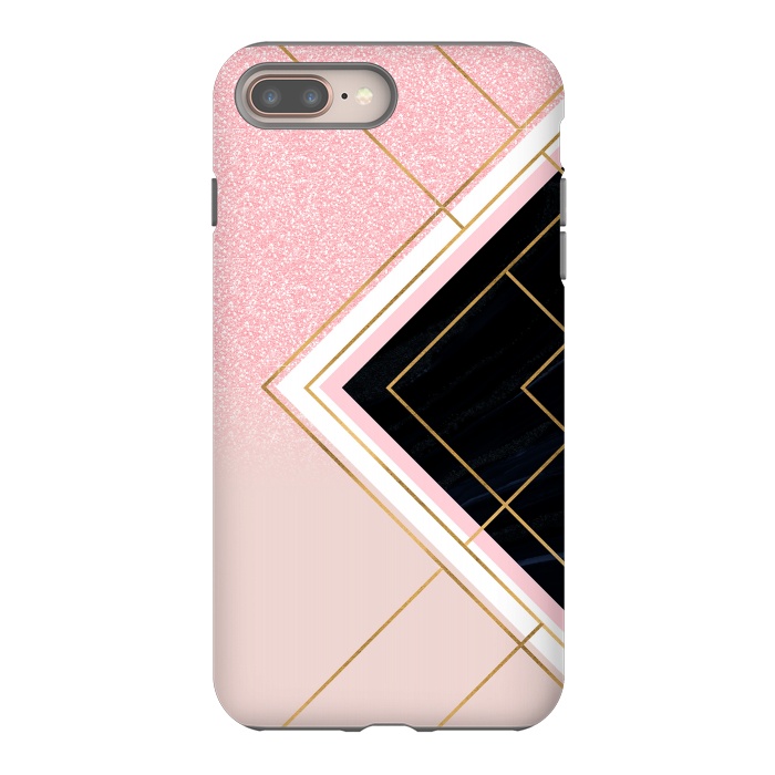 iPhone 7 plus StrongFit Modern Geometric Pink Gold Strokes Design by InovArts
