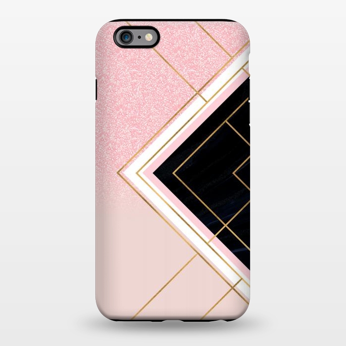 iPhone 6/6s plus StrongFit Modern Geometric Pink Gold Strokes Design by InovArts
