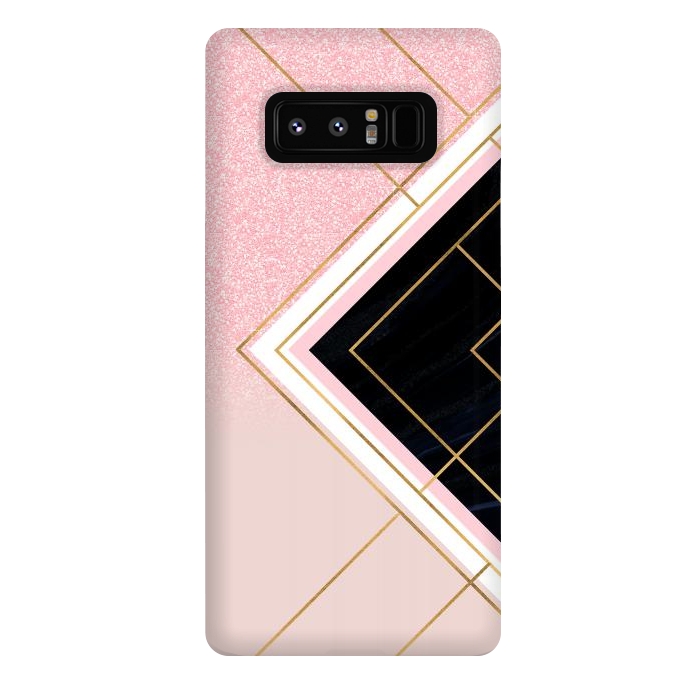 Galaxy Note 8 StrongFit Modern Geometric Pink Gold Strokes Design by InovArts