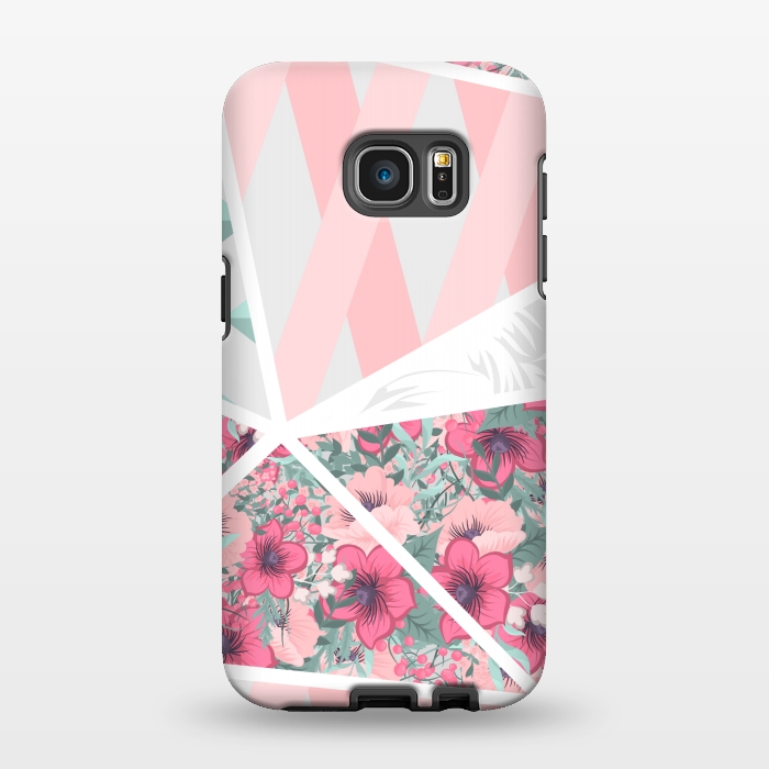 Galaxy S7 EDGE StrongFit PINK PATCHWORK FLORAL by MALLIKA