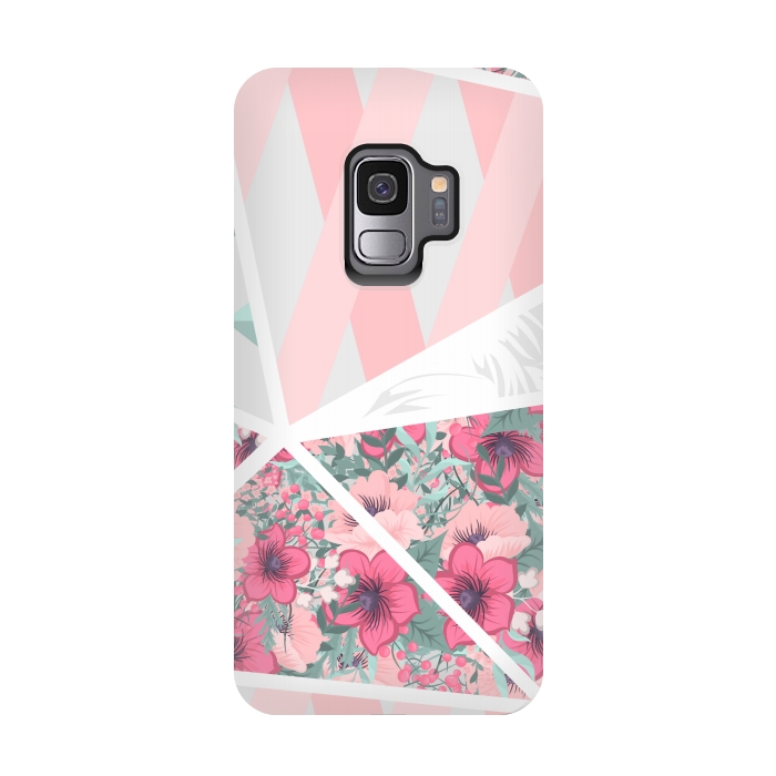 Galaxy S9 StrongFit PINK PATCHWORK FLORAL by MALLIKA