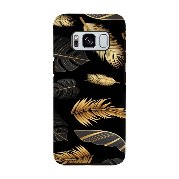 Galaxy S8 StrongFit BLACK GOLDEN FEATHERS by MALLIKA