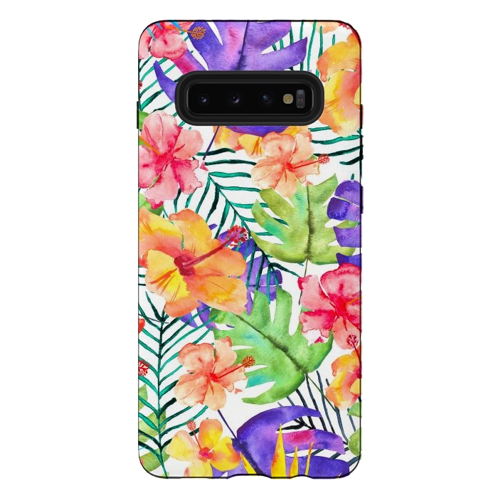 Galaxy S10 plus StrongFit Hibiscus Splash  by Amaya Brydon