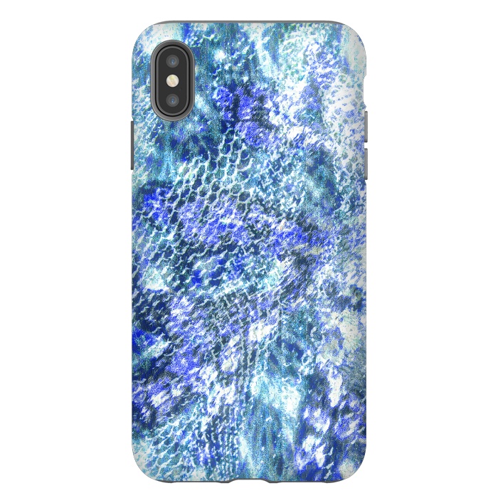 iPhone Xs Max StrongFit Blue watercolor snake skin pattern by Oana 