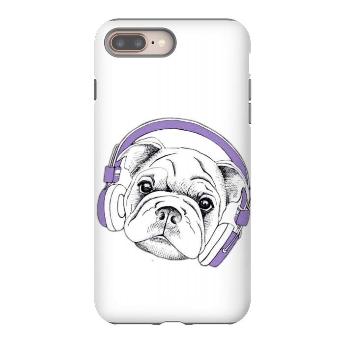iPhone 7 plus StrongFit french bulldog listening music by haroulita