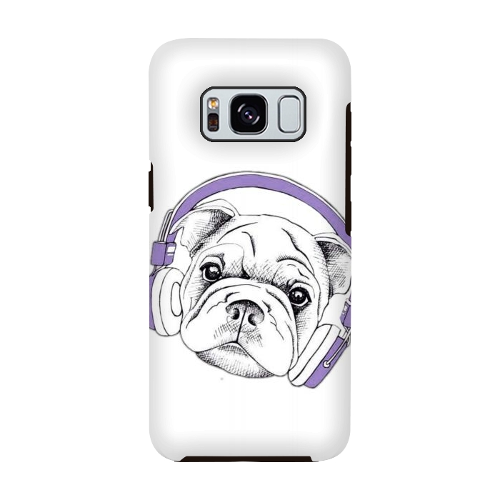 Galaxy S8 StrongFit french bulldog listening music by haroulita