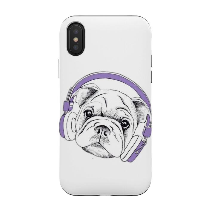 iPhone Xs / X StrongFit french bulldog listening music by haroulita