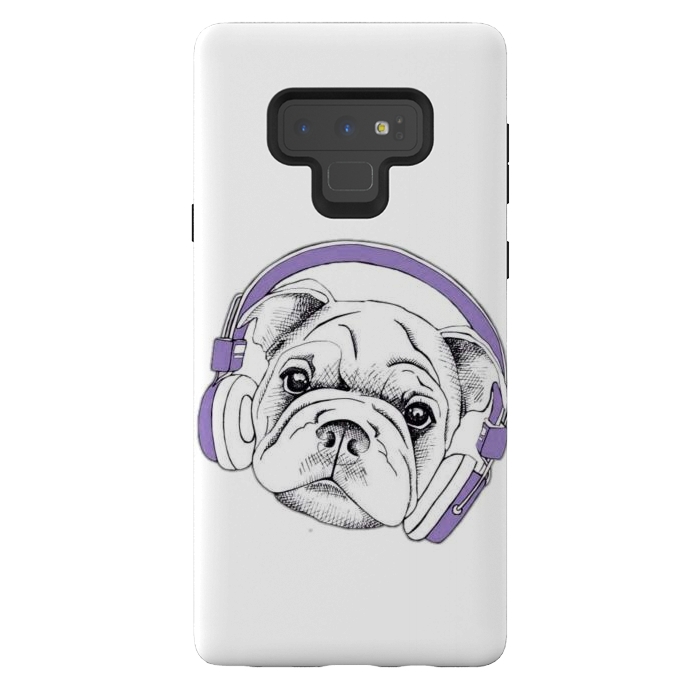 Galaxy Note 9 StrongFit french bulldog listening music by haroulita