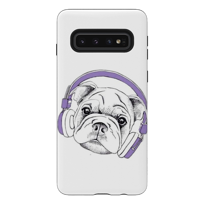 Galaxy S10 StrongFit french bulldog listening music by haroulita