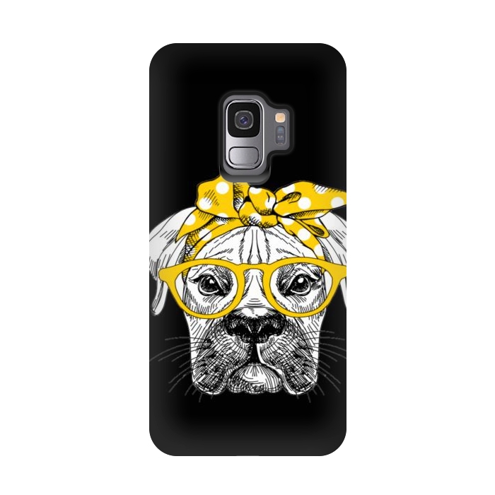 Galaxy S9 StrongFit cute dog with glasses by haroulita