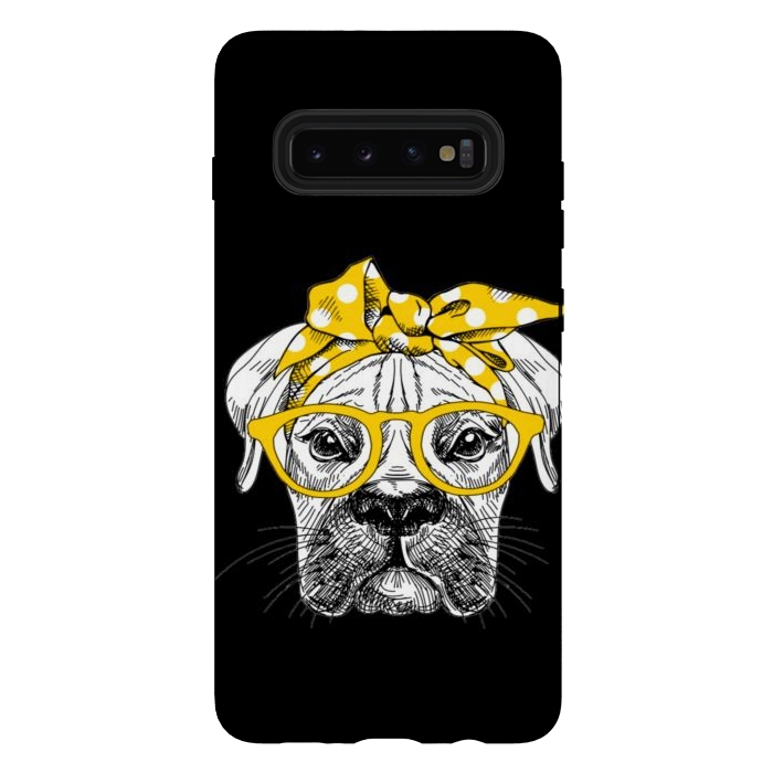 Galaxy S10 plus StrongFit cute dog with glasses by haroulita