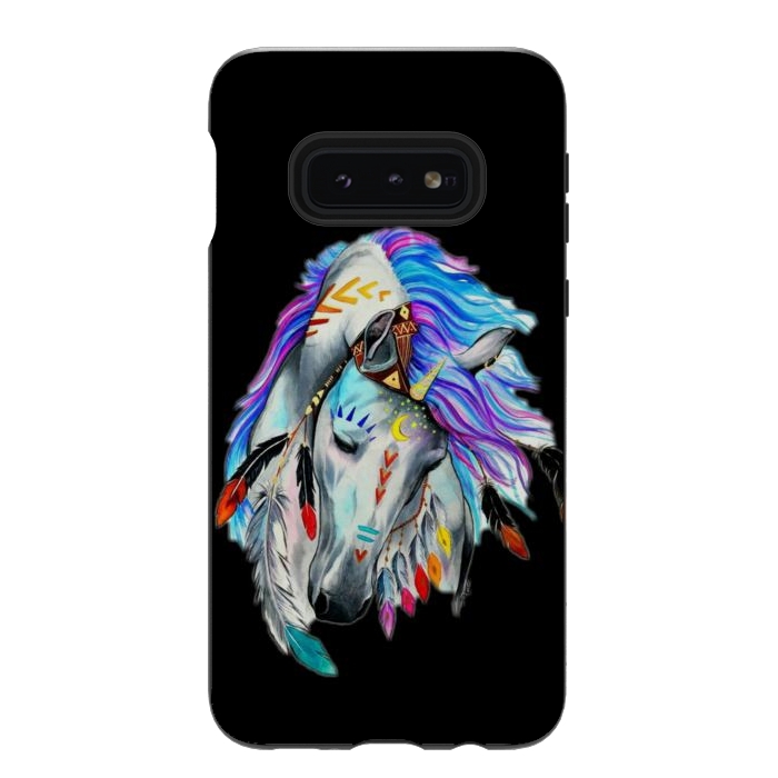 Galaxy S10e StrongFit feather horse by haroulita