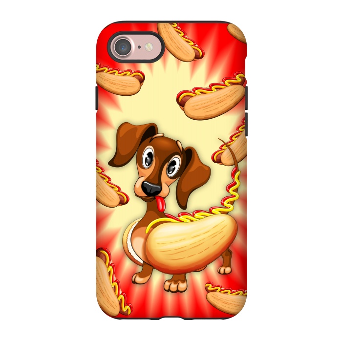 iPhone 7 StrongFit Dachshund Hot Dog Cute and Funny Character by BluedarkArt