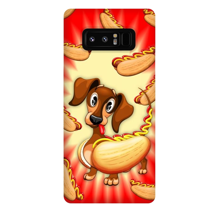 Galaxy Note 8 StrongFit Dachshund Hot Dog Cute and Funny Character by BluedarkArt