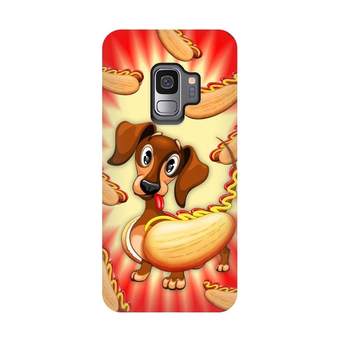 Galaxy S9 StrongFit Dachshund Hot Dog Cute and Funny Character by BluedarkArt