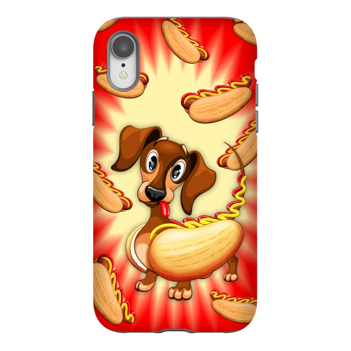 iPhone Xr StrongFit Dachshund Hot Dog Cute and Funny Character by BluedarkArt