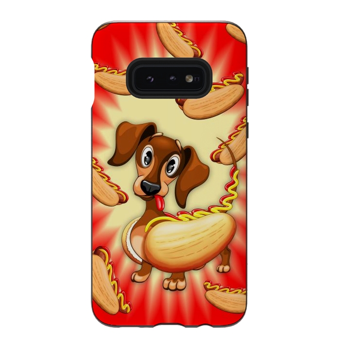 Galaxy S10e StrongFit Dachshund Hot Dog Cute and Funny Character by BluedarkArt