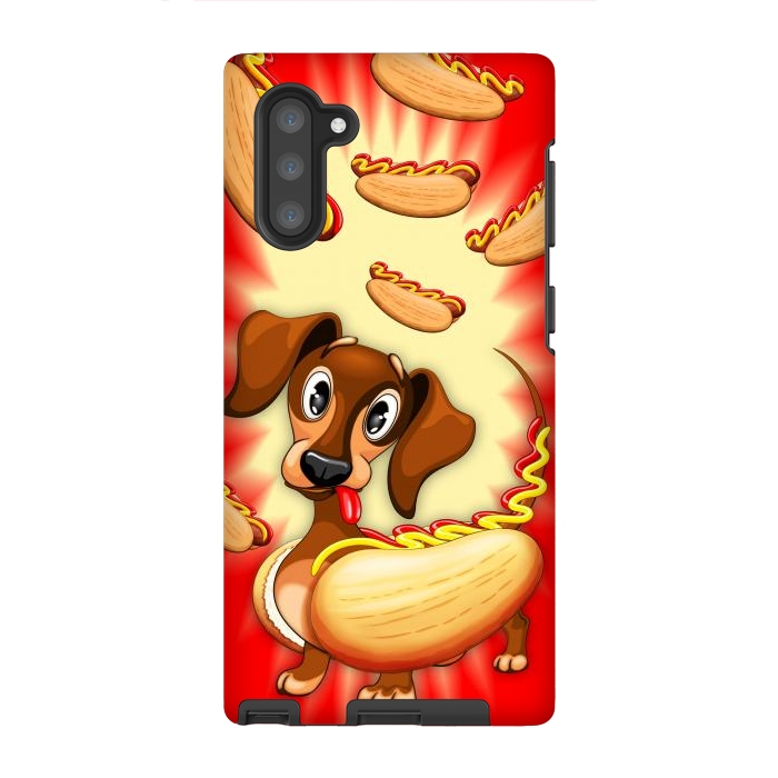Galaxy Note 10 StrongFit Dachshund Hot Dog Cute and Funny Character by BluedarkArt