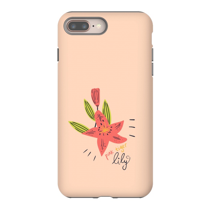 iPhone 7 plus StrongFit pink tiger lily flowers by Lovi Dianti