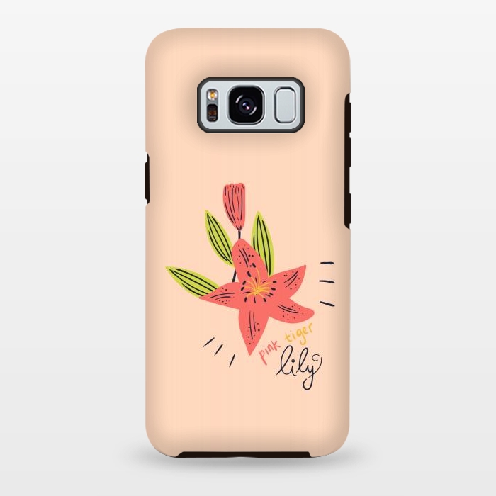 Galaxy S8 plus StrongFit pink tiger lily flowers by Lovi Dianti