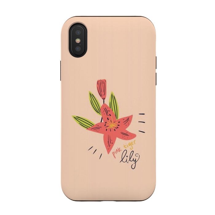iPhone Xs / X StrongFit pink tiger lily flowers by Lovi Dianti