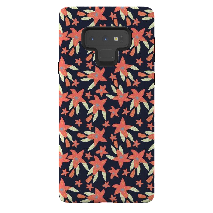 Galaxy Note 9 StrongFit tiger lily flowers by Lovi Dianti