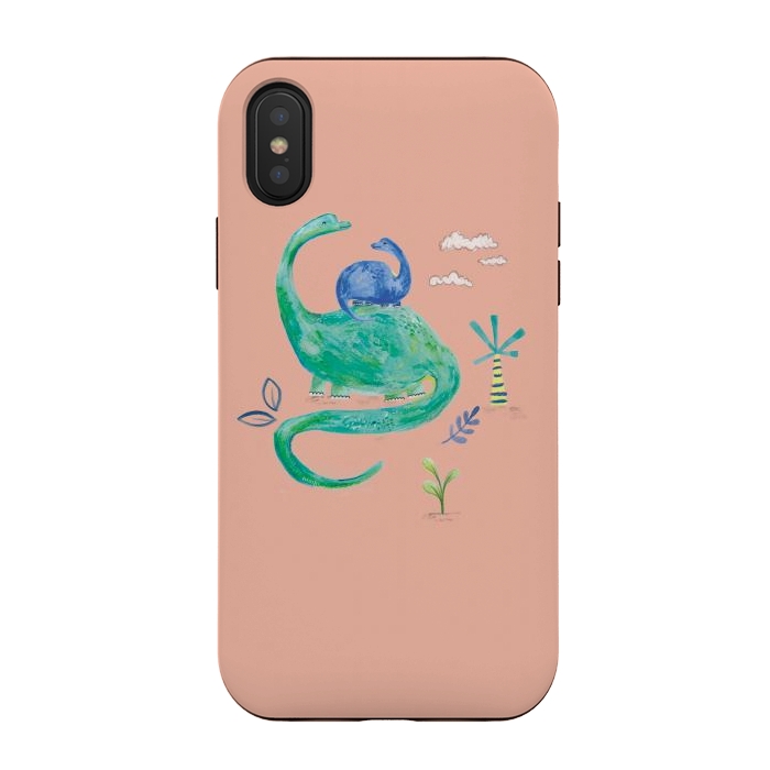 iPhone Xs / X StrongFit painted dinosaur  by lauradidthis