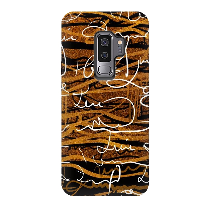 Galaxy S9 plus StrongFit Gold text writing abstract art case by Josie