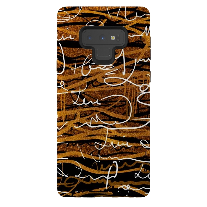 Galaxy Note 9 StrongFit Gold text writing abstract art case by Josie