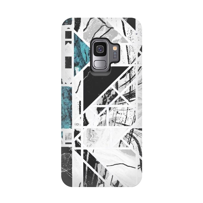 Galaxy S9 StrongFit Ink brushed marble tiles by Oana 