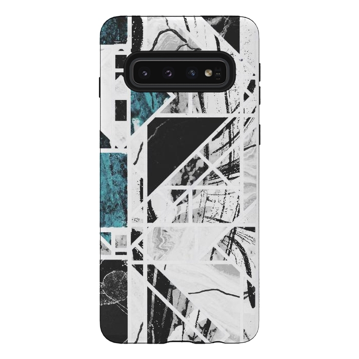 Galaxy S10 StrongFit Ink brushed marble tiles by Oana 