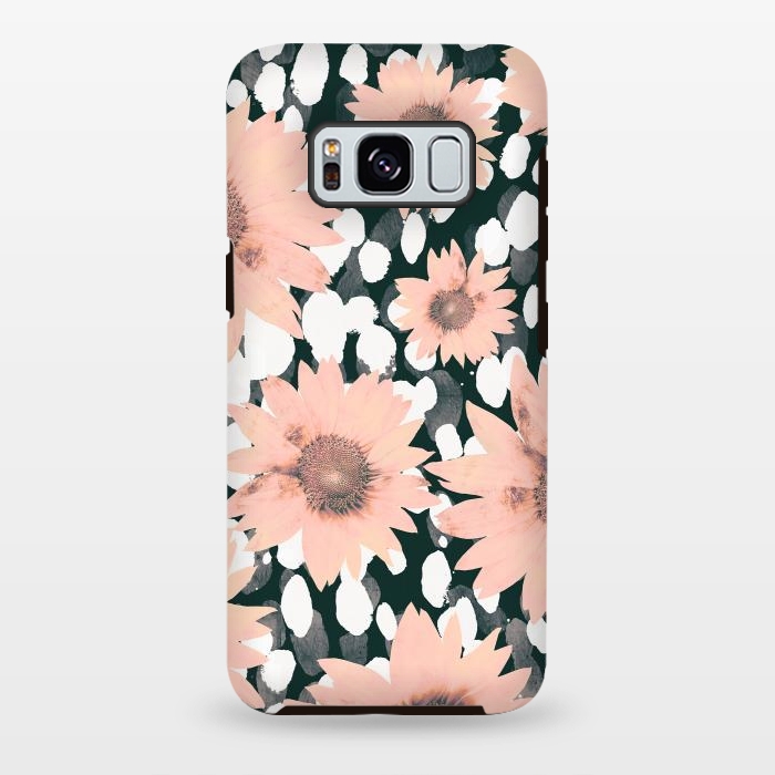Galaxy S8 plus StrongFit Pink flower petals and paint dots by Oana 