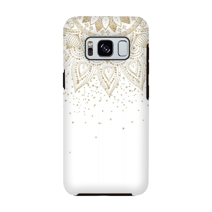 Galaxy S8 StrongFit Elegant Gold Mandala Confetti Design by InovArts