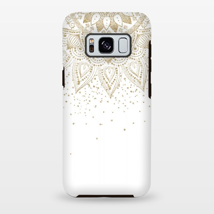 Galaxy S8 plus StrongFit Elegant Gold Mandala Confetti Design by InovArts