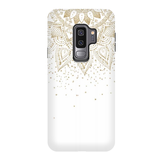 Galaxy S9 plus StrongFit Elegant Gold Mandala Confetti Design by InovArts