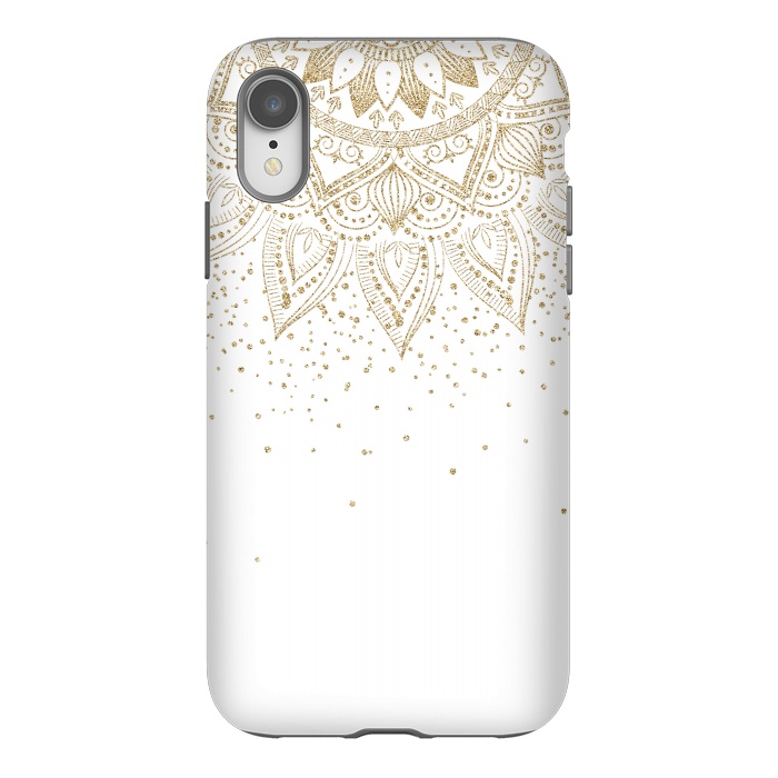 iPhone Xr StrongFit Elegant Gold Mandala Confetti Design by InovArts